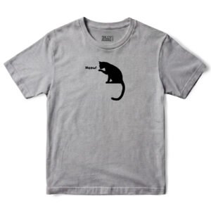 Meow Black Cat T-Shirt in Sport Grey