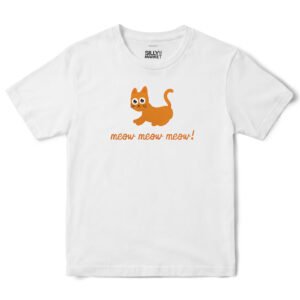 Meow Meow Meow Orange Cat T-Shirt in White