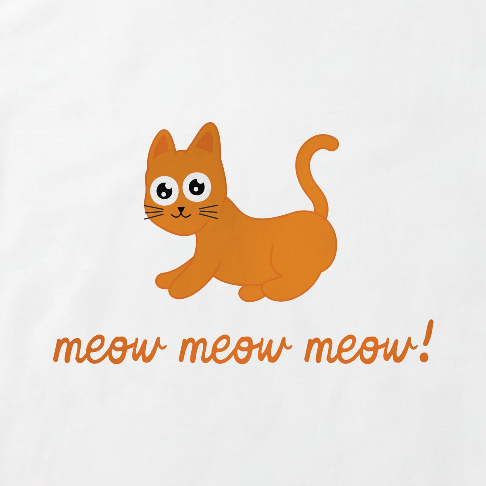 Meow Meow Meow Orange Cat T-Shirt print detail in White