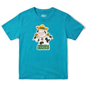 Moochas Gracias Cow T-Shirt in Tropical Blue