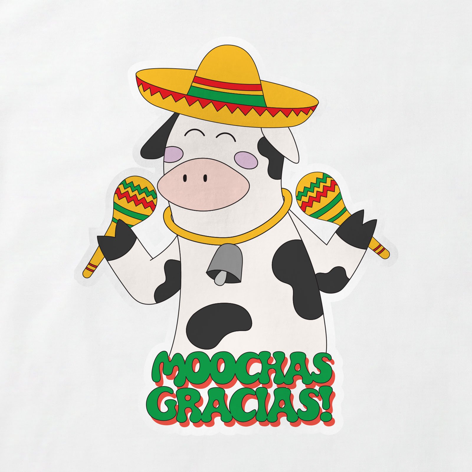 Moochas Gracias Cow T-Shirt print detail in White