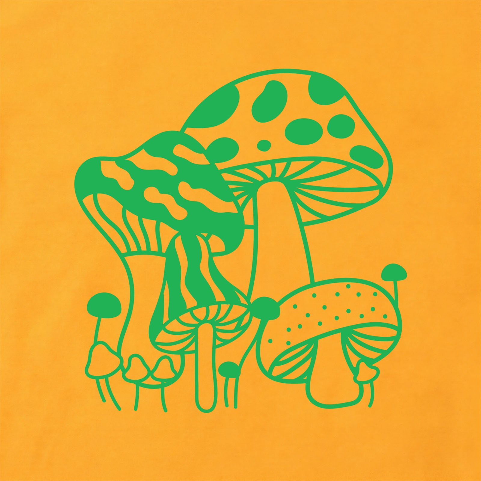 Mushroom Farm T-Shirt print detail in Gold