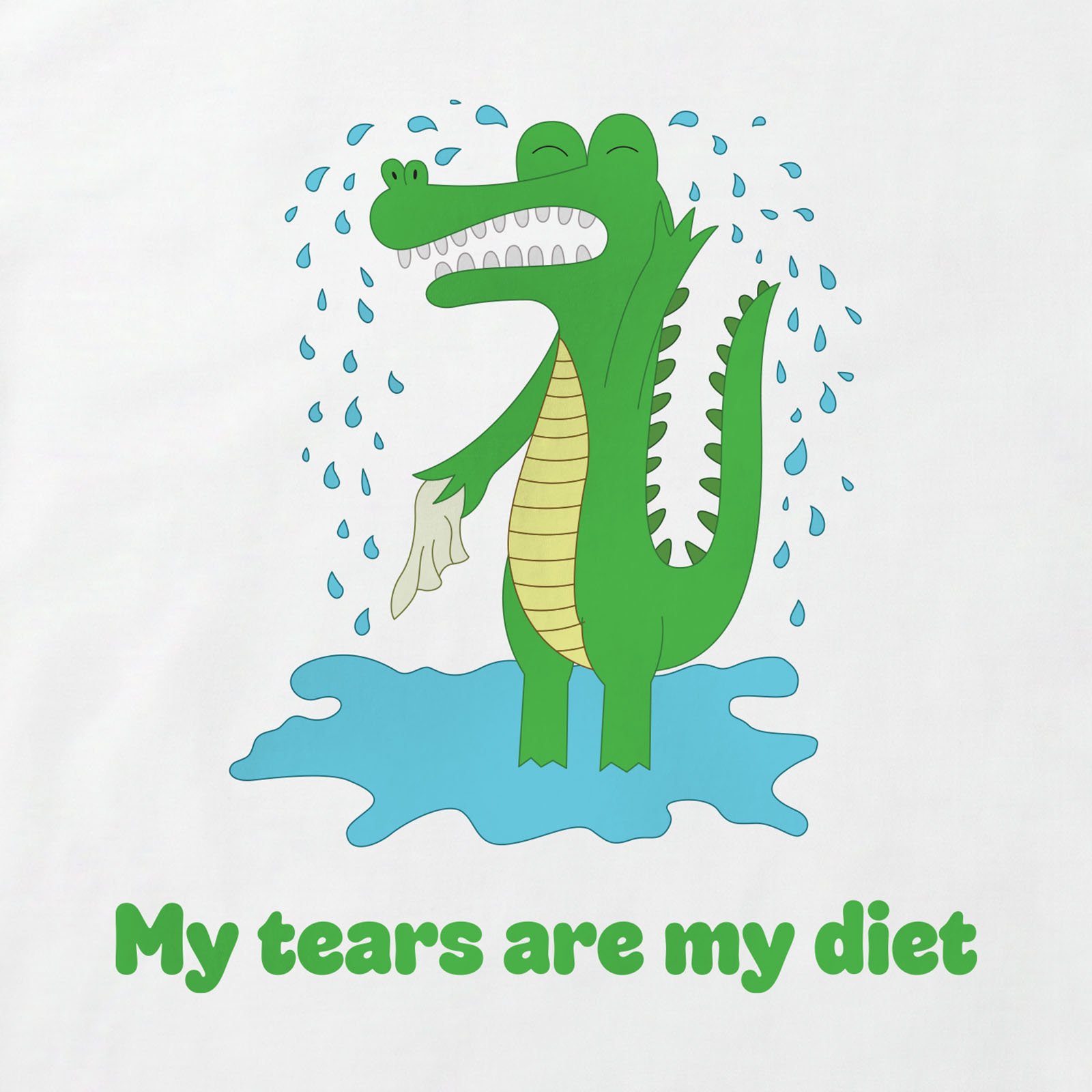 My Tears Are My Diet Crocodile T-Shirt print detail in White