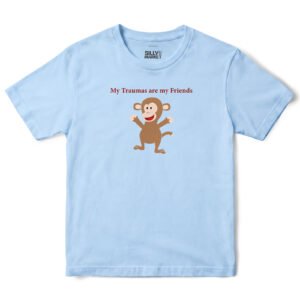 My Traumas Are My Friends Monkey T-Shirt in Light Blue