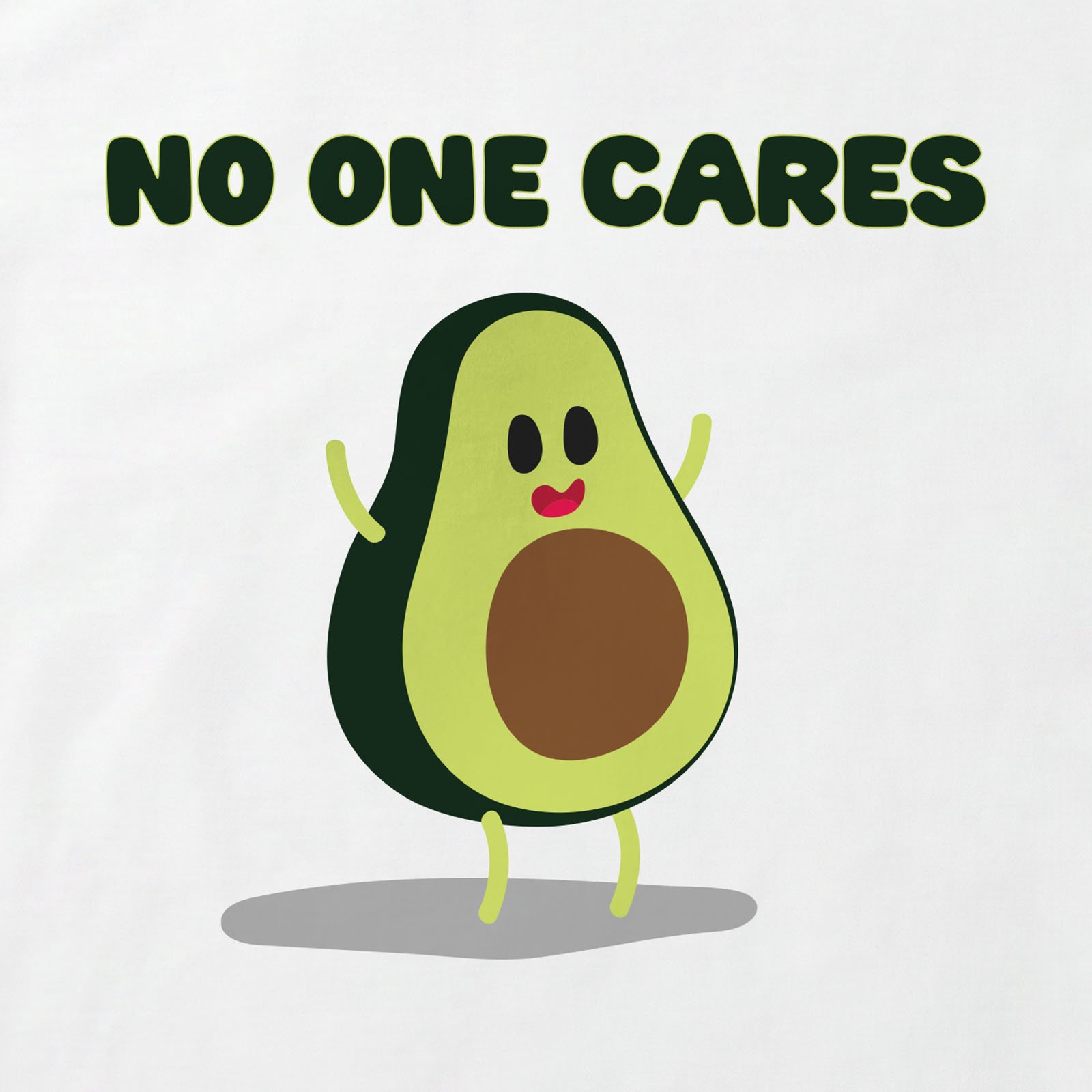 No One Cares Avocado T-Shirt print detail in White