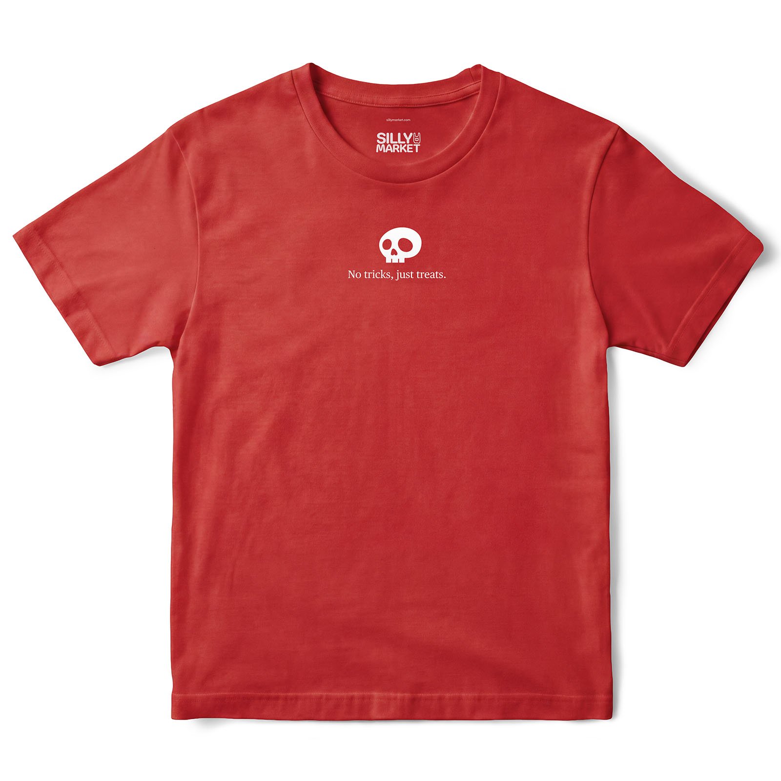 No Tricks Just Treats Skull T-Shirt in Red