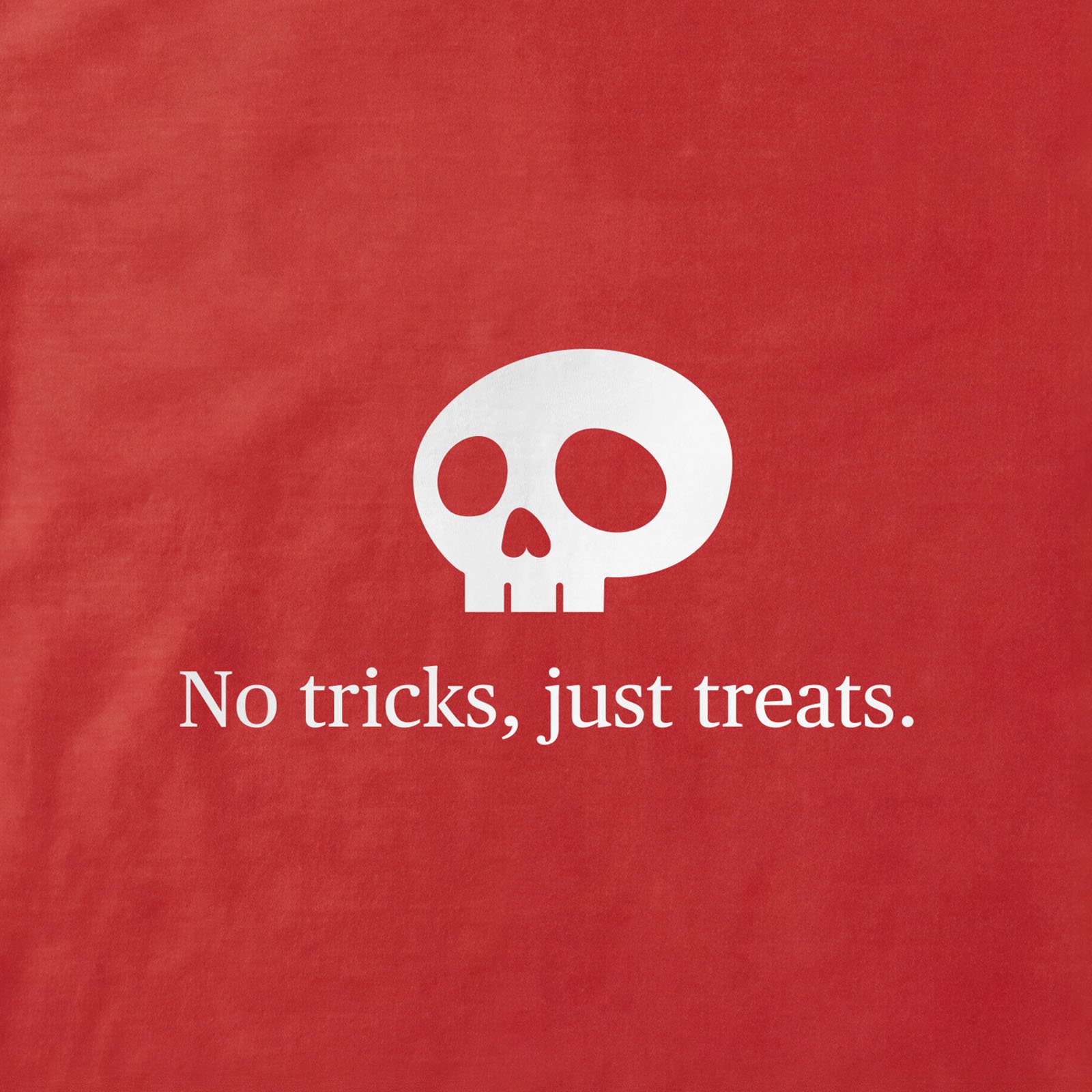 No Tricks Just Treats Skull T-Shirt print detail in Red