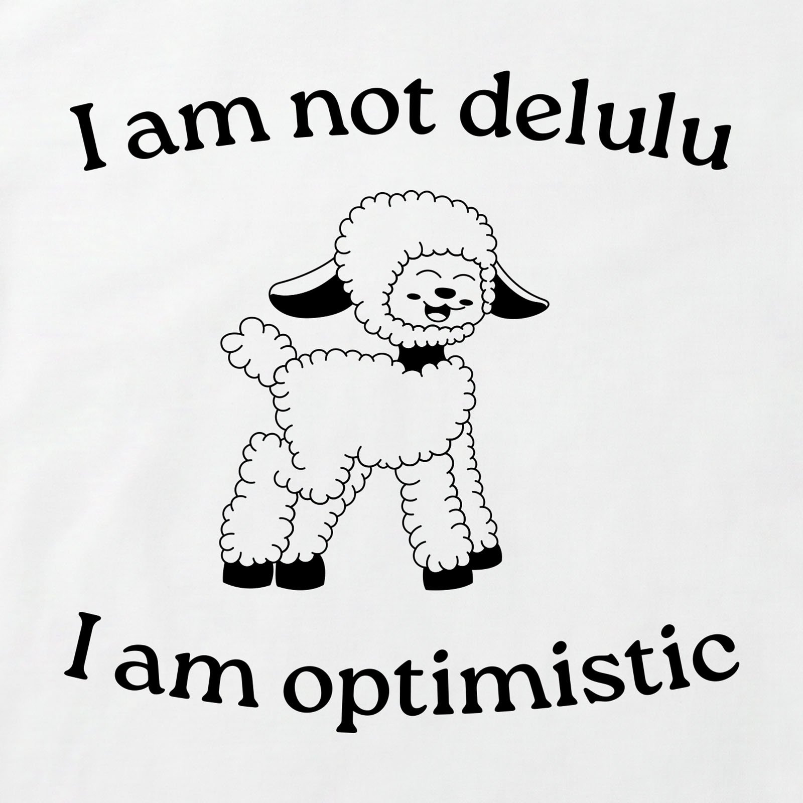 Not Delulu Sheep T-Shirt print detail in White