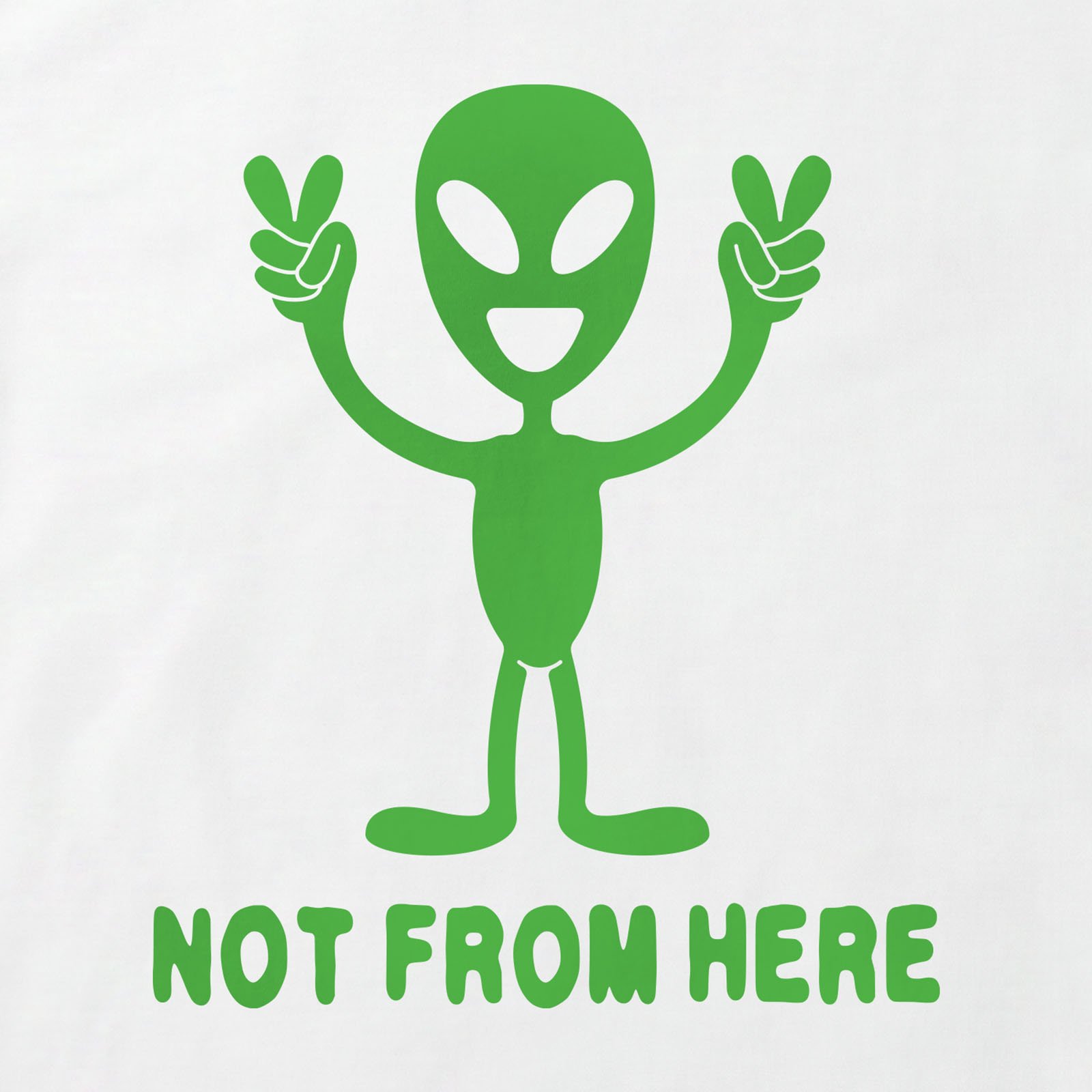Not From Here Alien T-Shirt print detail in White