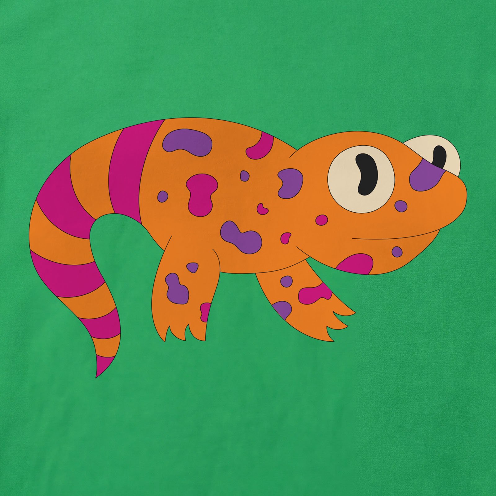 Orange Lizard T-Shirt print detail in Irish Green
