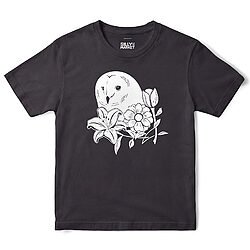 Owl And Flowers T-Shirt in Black
