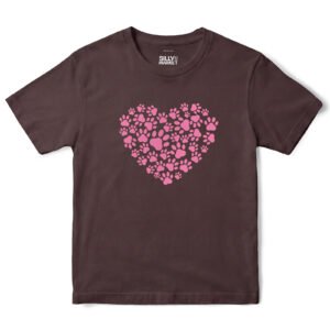 Pink Paws Heart T-Shirt in Dark Chocolate