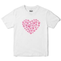Pink Paws Heart T-Shirt in White