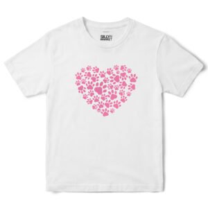 Pink Paws Heart T-Shirt in White