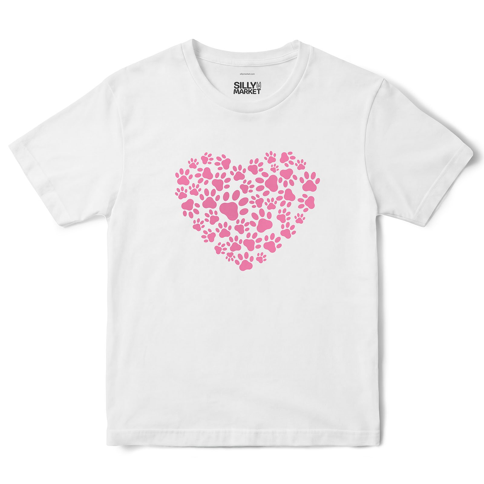 Pink Paws Heart T-Shirt in White