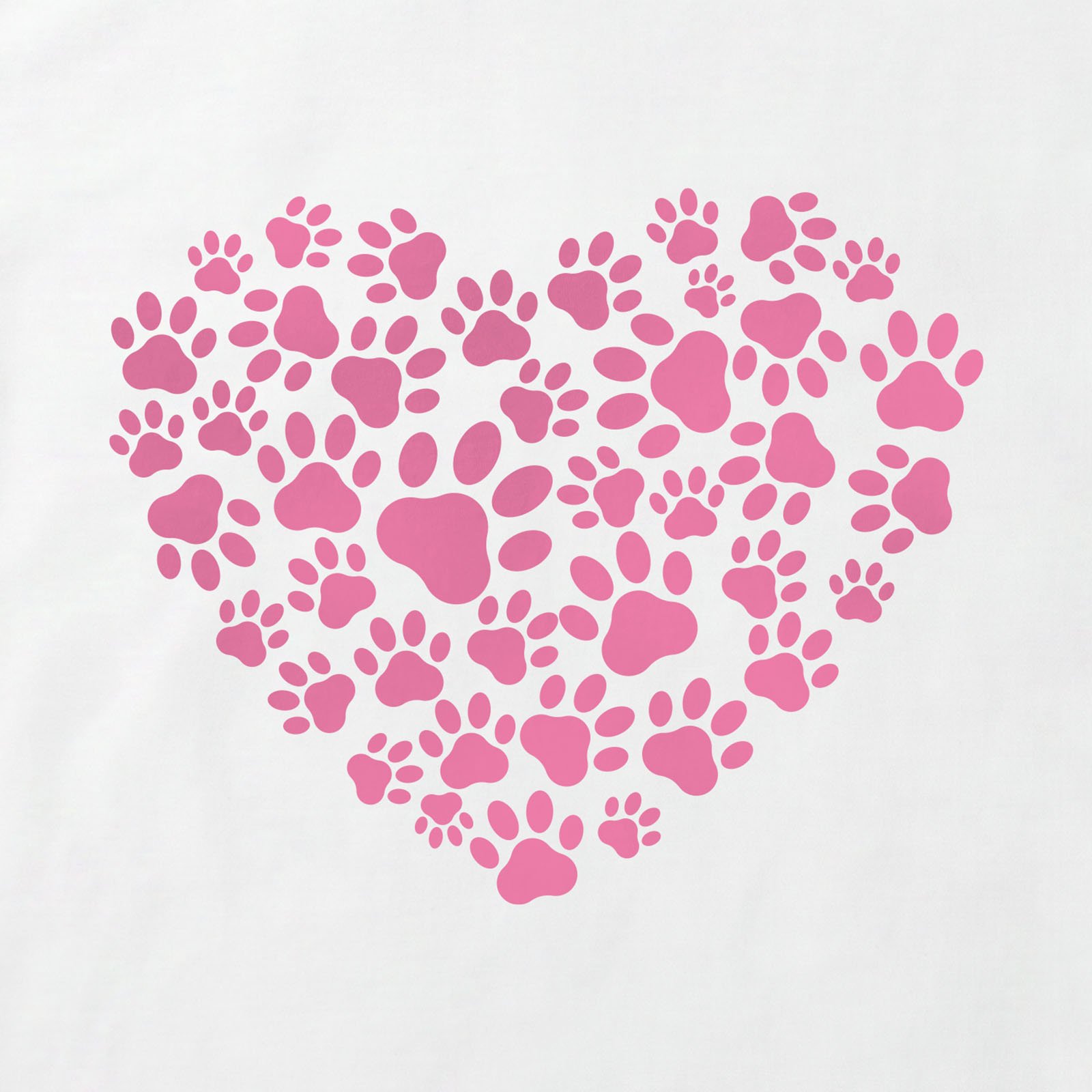 Pink Paws Heart T-Shirt print detail in White