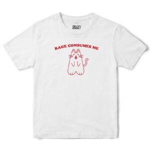 Rage Consumes Me Cat T-Shirt in White