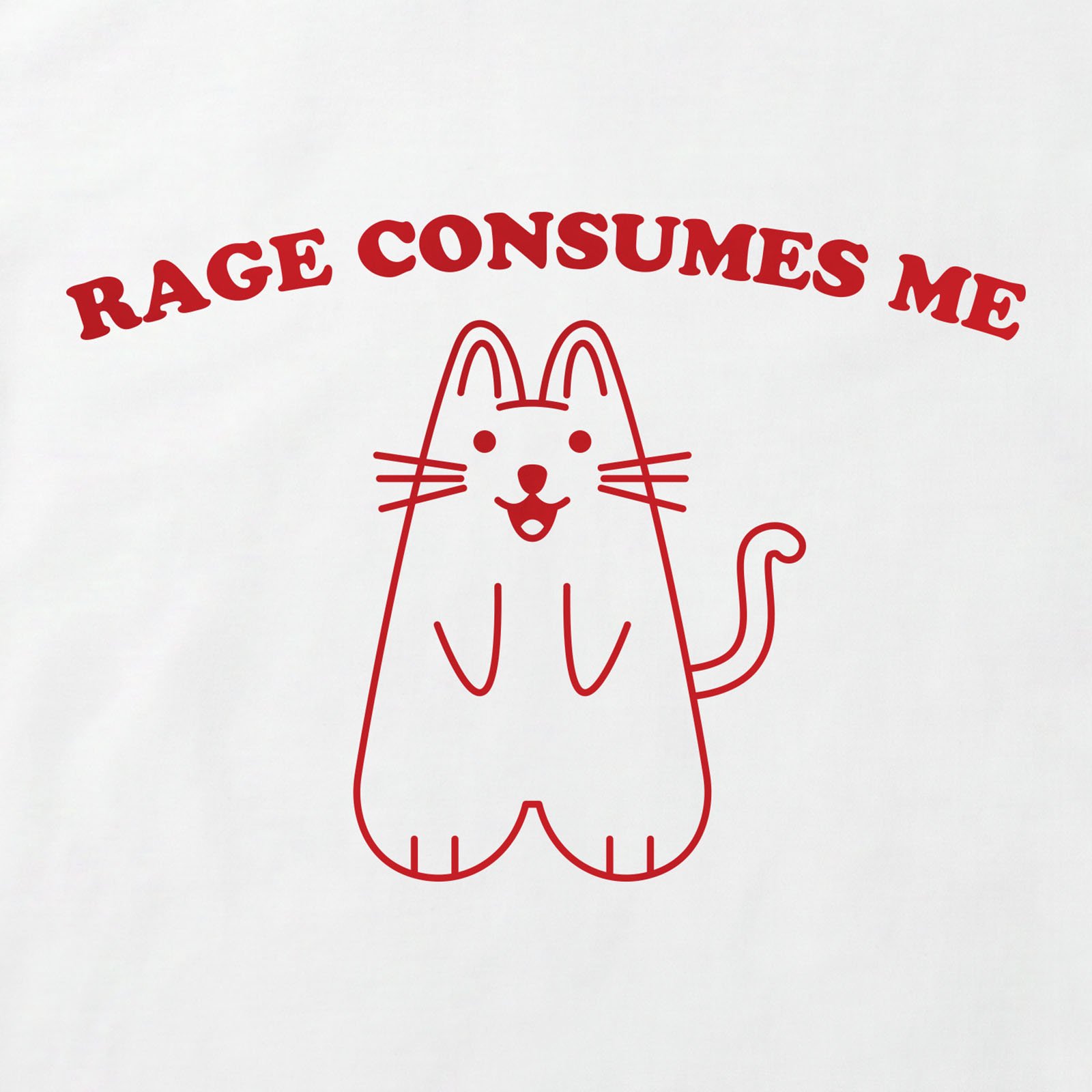 Rage Consumes Me Cat T-Shirt print detail in White