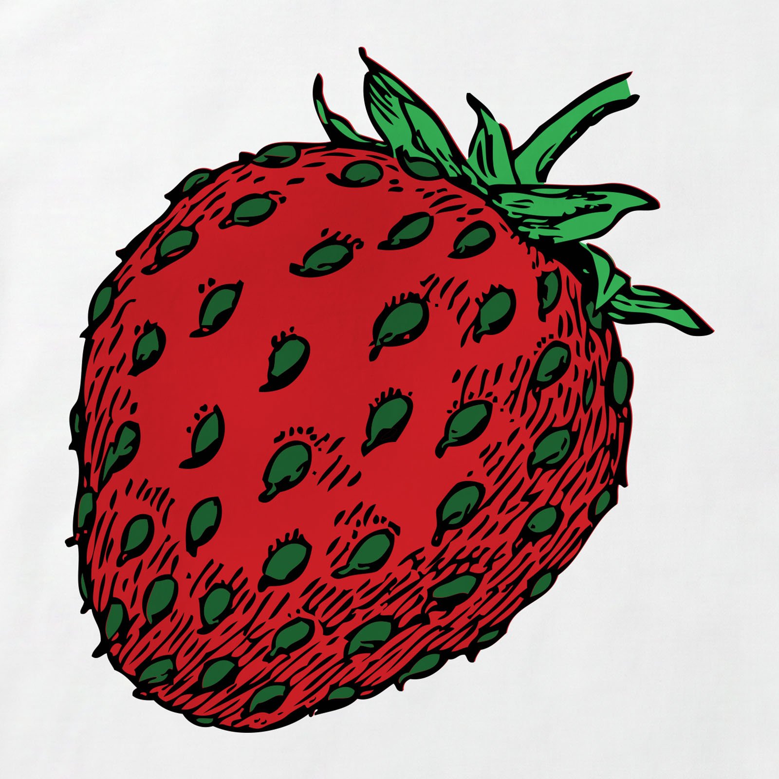 Red Strawberry T-Shirt print detail in White