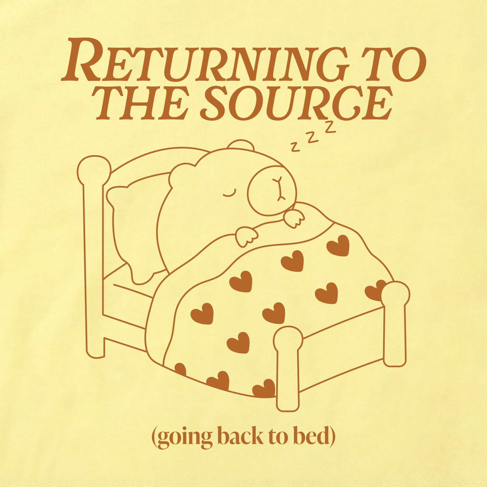 Returning To The Source Capybara T-Shirt print detail in Cornsilk