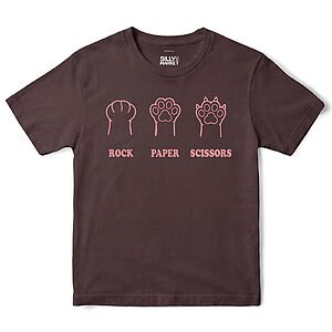 Rock Paper Scissors Cat Paw T-Shirt in Dark Chocolate