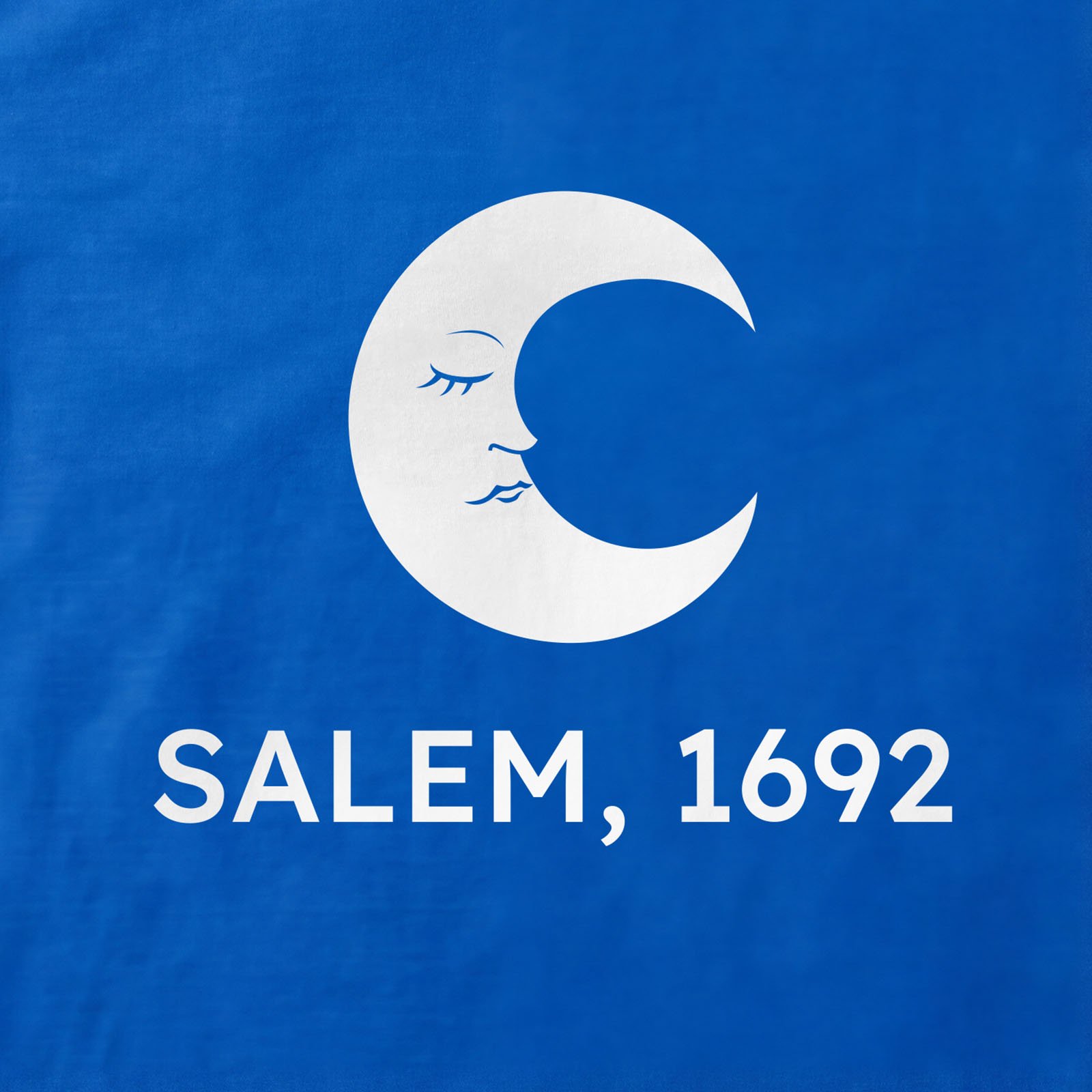 Salem 1692 Moon T-Shirt print detail in Royal
