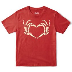 Skeleton Hands Heart T-Shirt in Red
