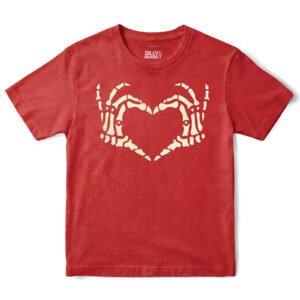 Skeleton Hands Heart T-Shirt in Red