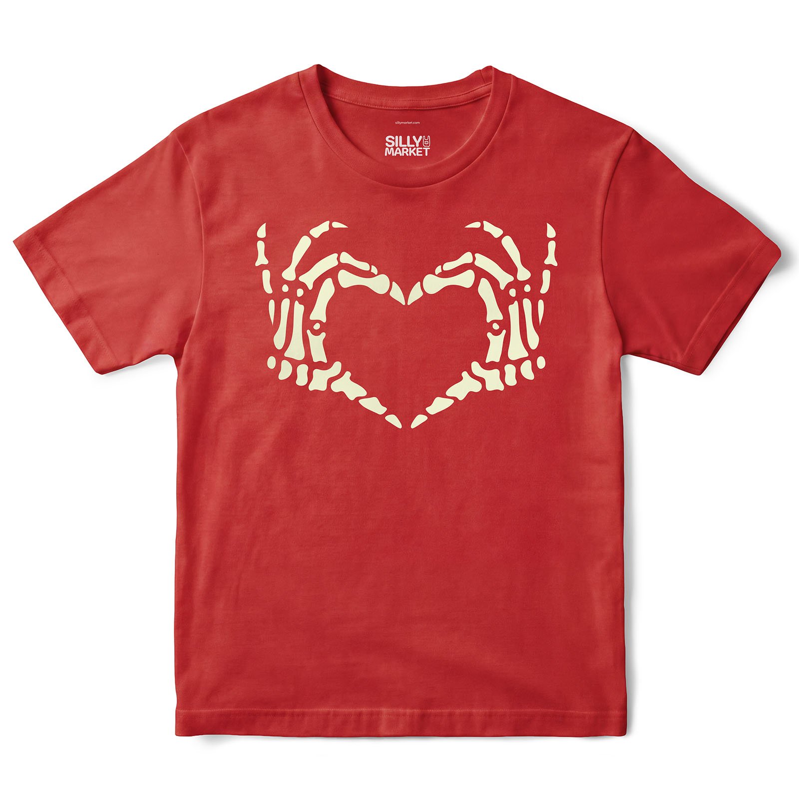 Skeleton Hands Heart T-Shirt in Red