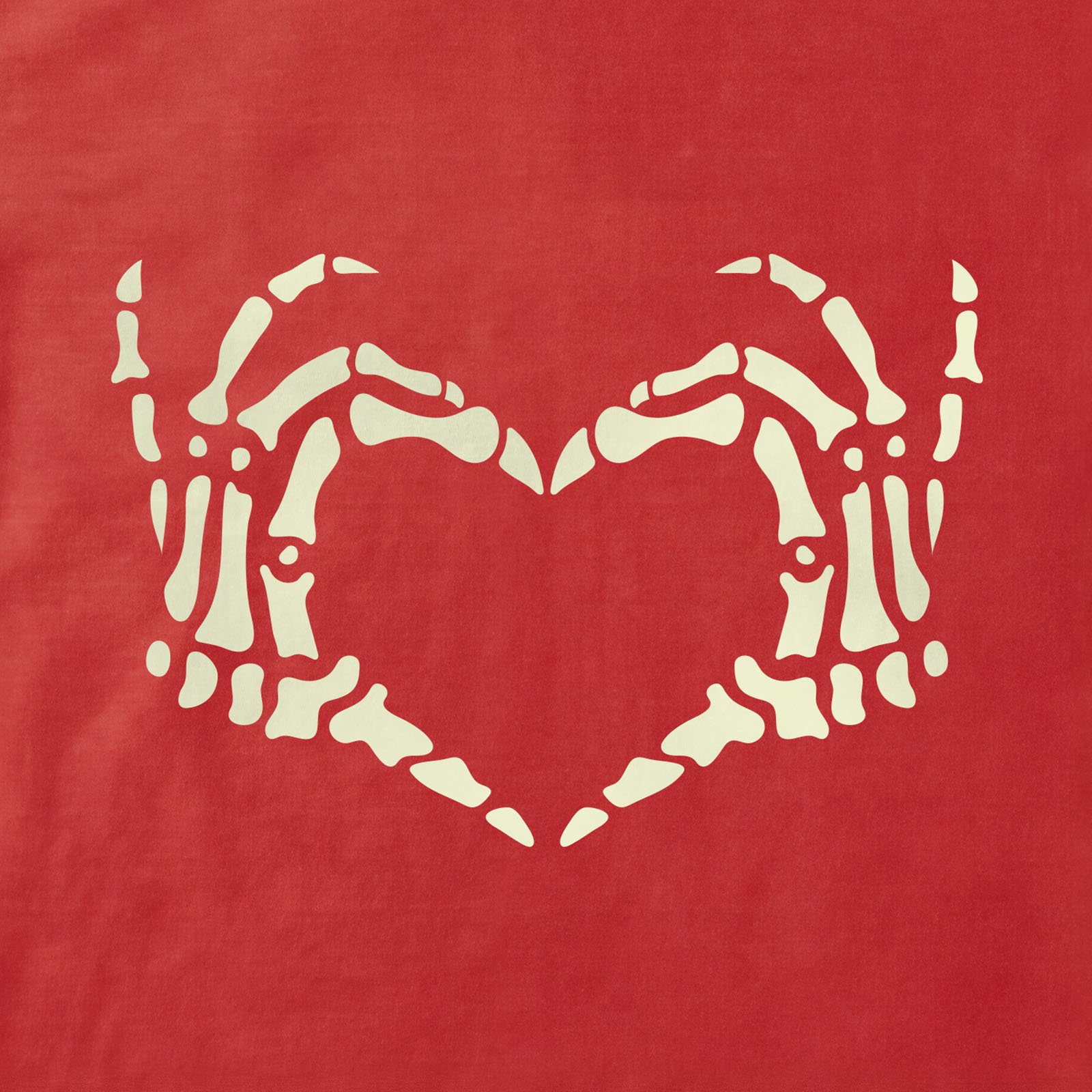 Skeleton Hands Heart T-Shirt print detail in Red