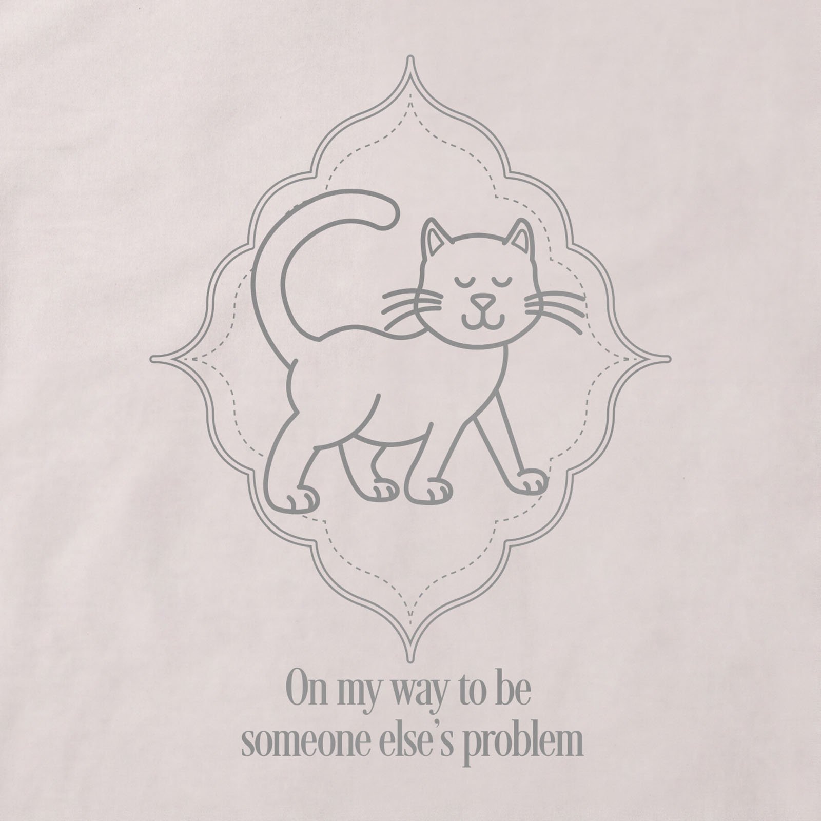 Someone Else's Problem Cat T-Shirt print detail in Ice Grey