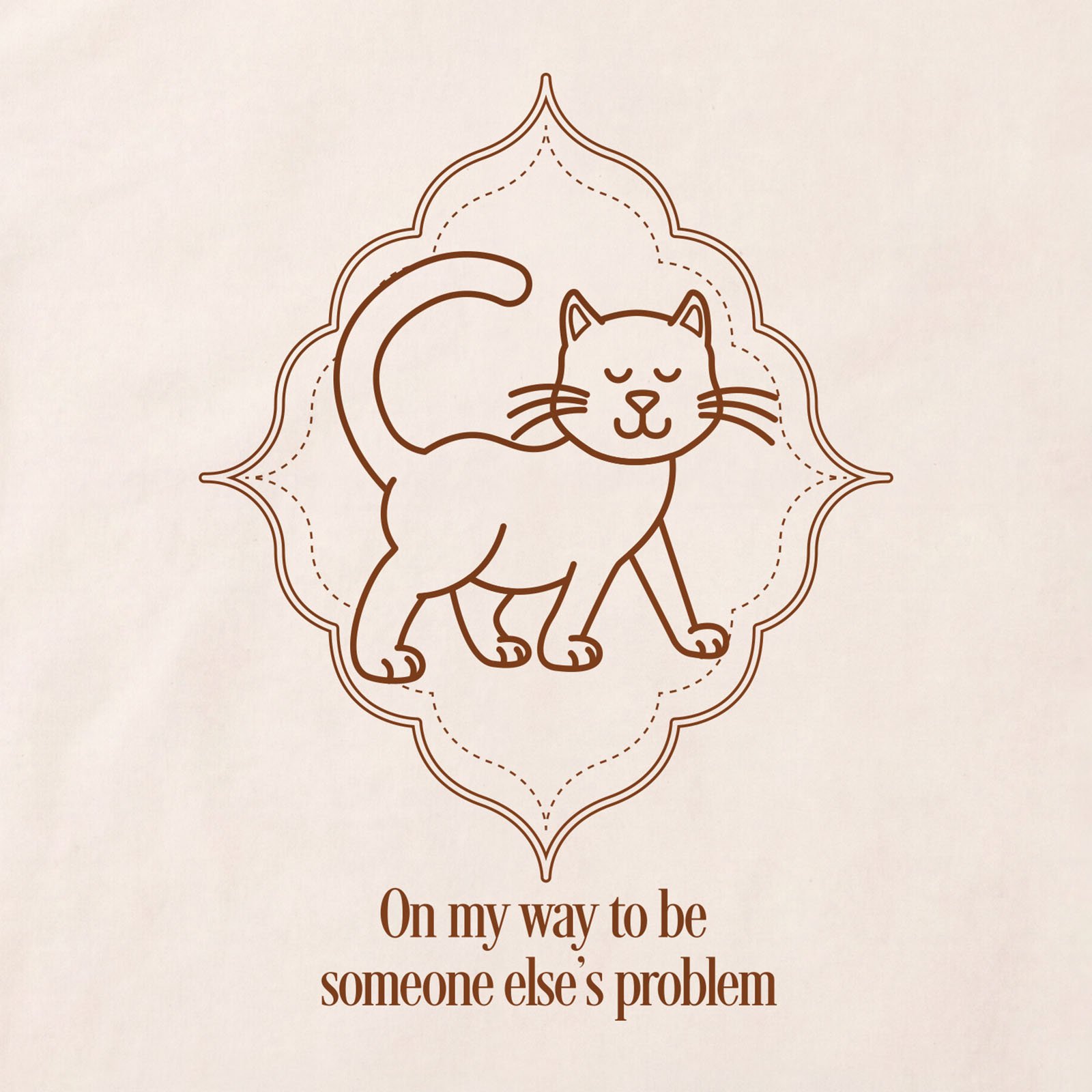 Someone Else's Problem Cat T-Shirt print detail in Natural