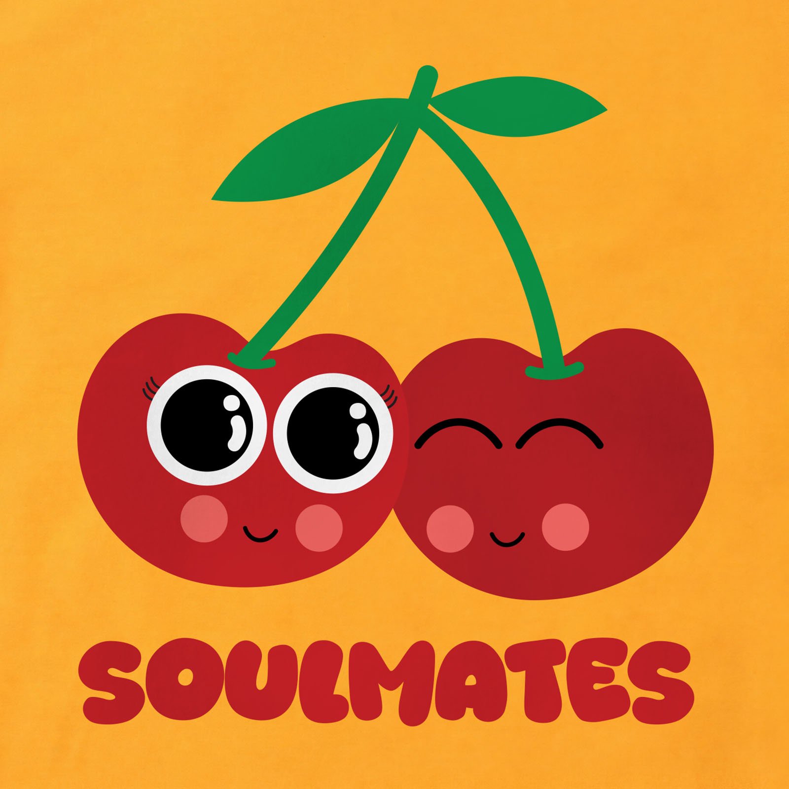 Soulmate Cherries T-Shirt print detail in Gold