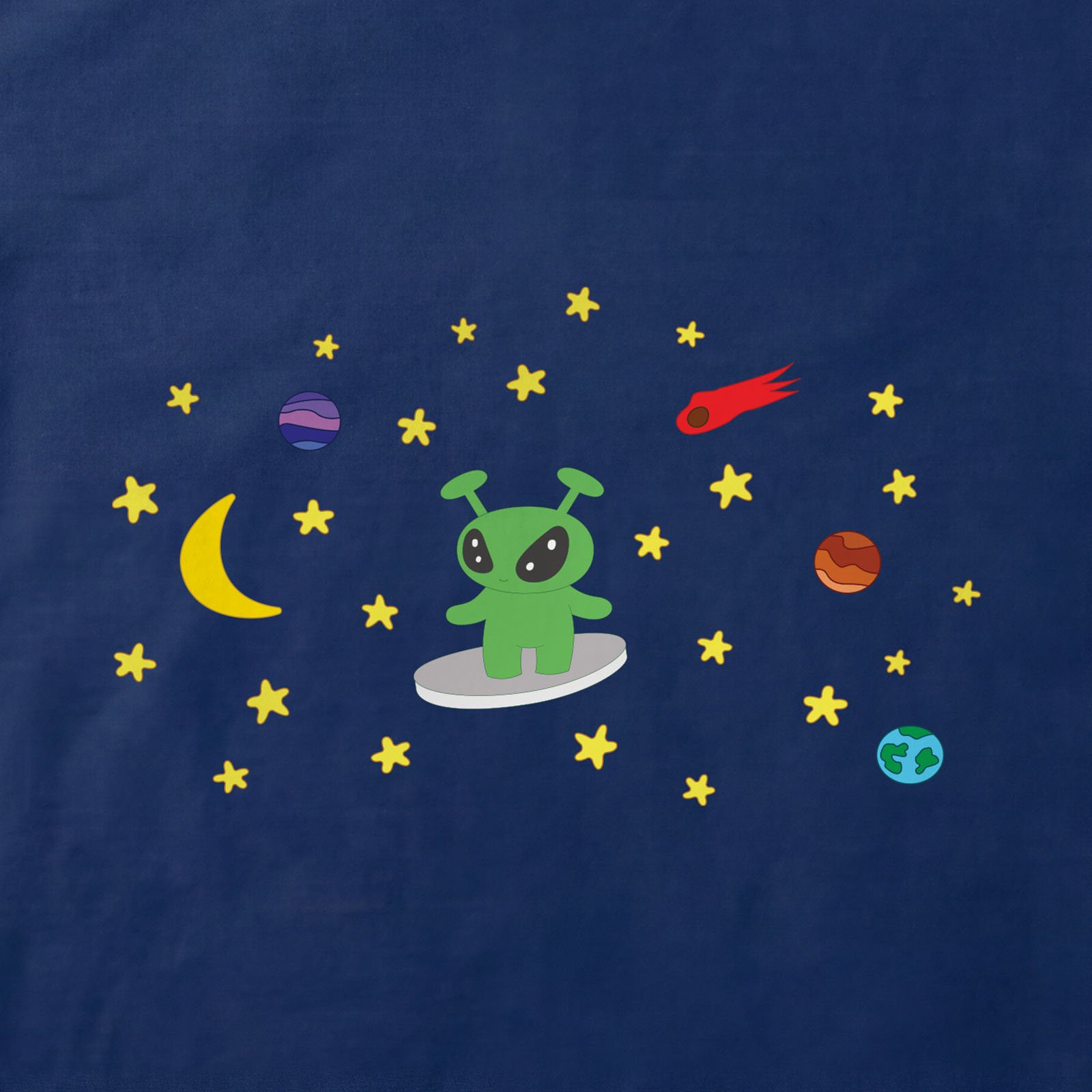 Space Runner Alien T-Shirt print detail in Navy