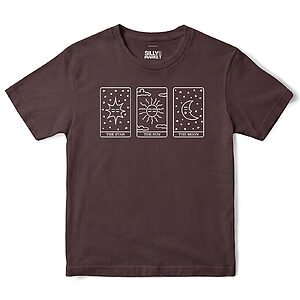 Star Sun Moon Tarot Cards T-Shirt in Dark Chocolate