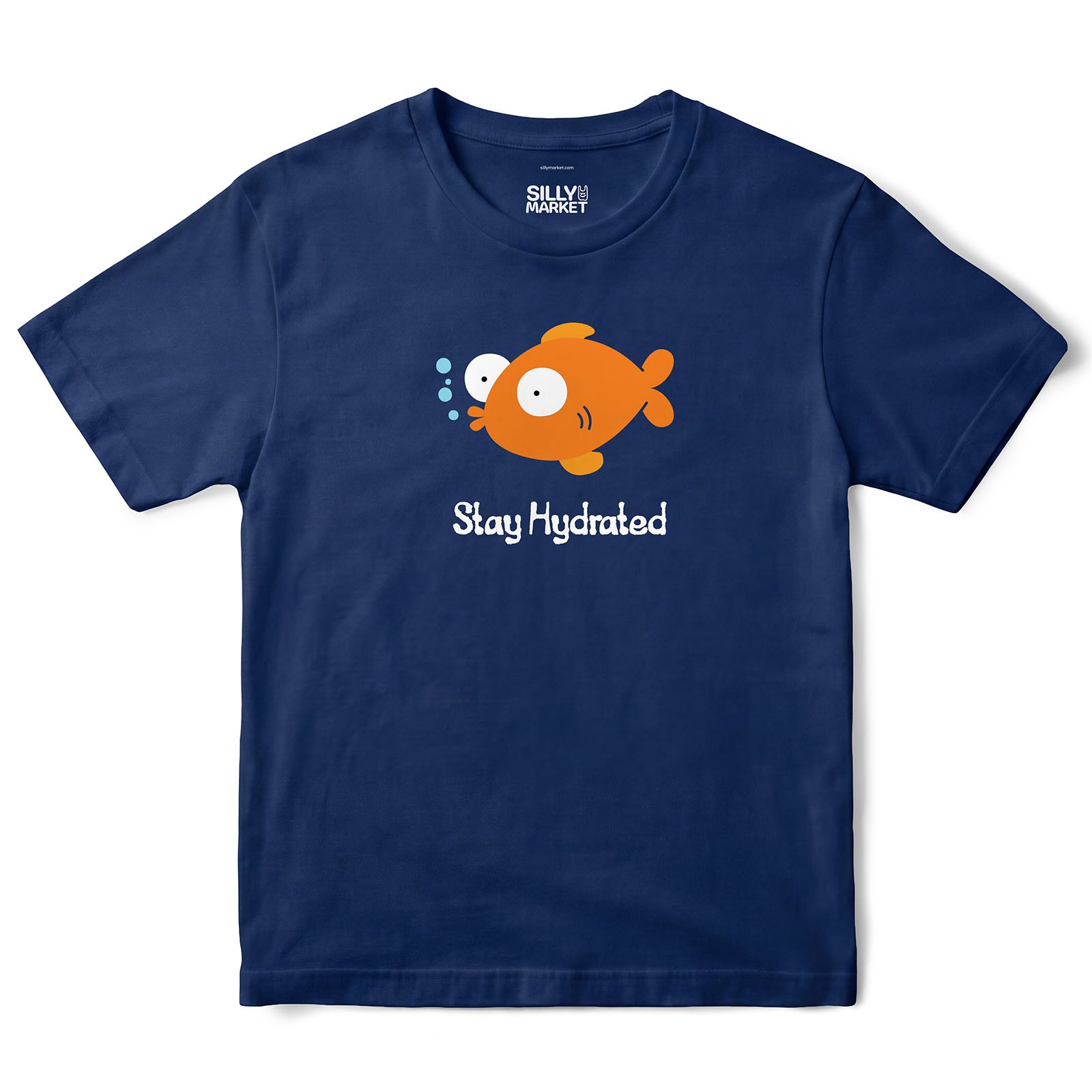 Stay Hydrated Goldfish T-Shirt in Navy