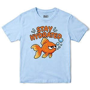 Stay Hydrated Unimpressed Goldfish T-Shirt in Light Blue