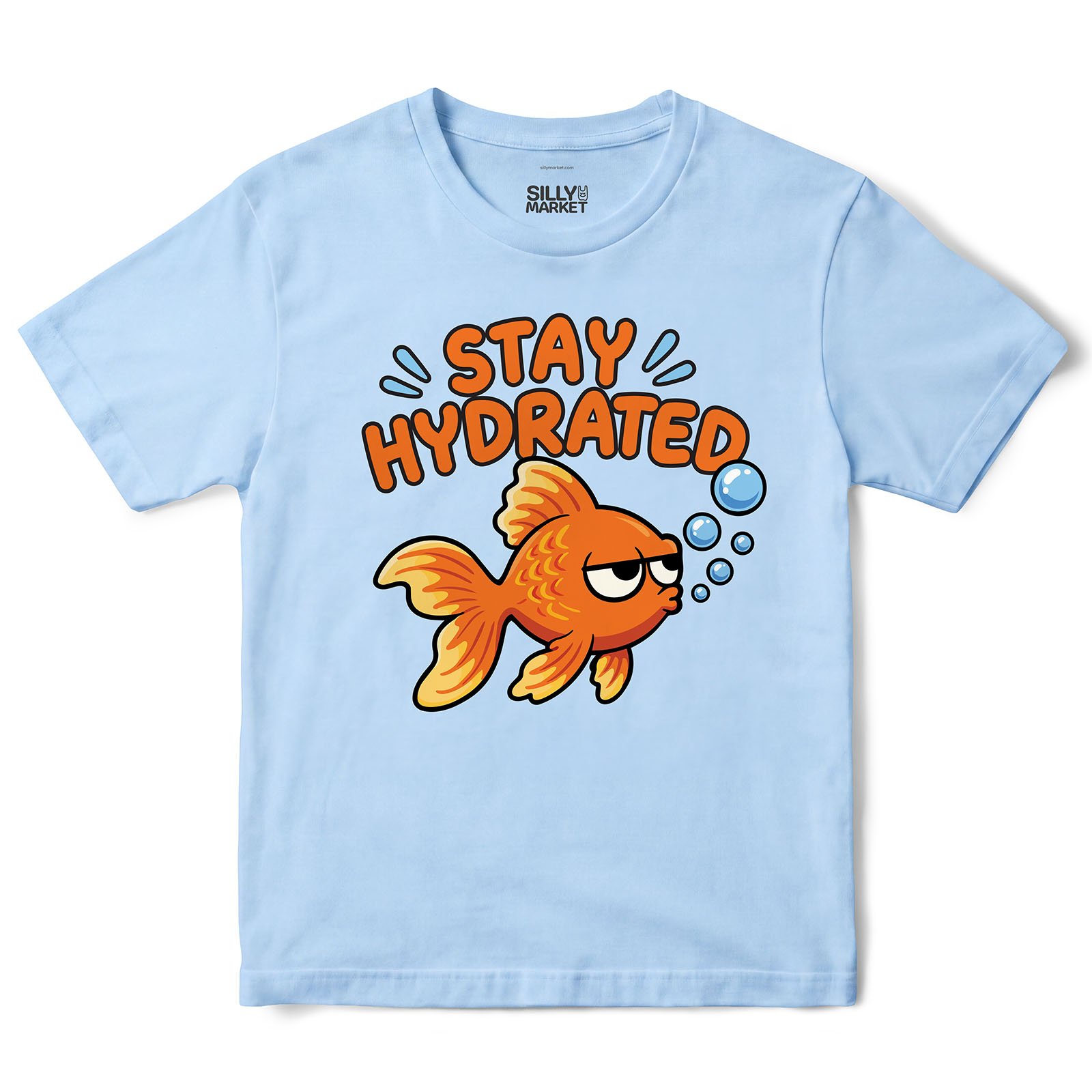 Stay Hydrated Unimpressed Goldfish T-Shirt in Light Blue