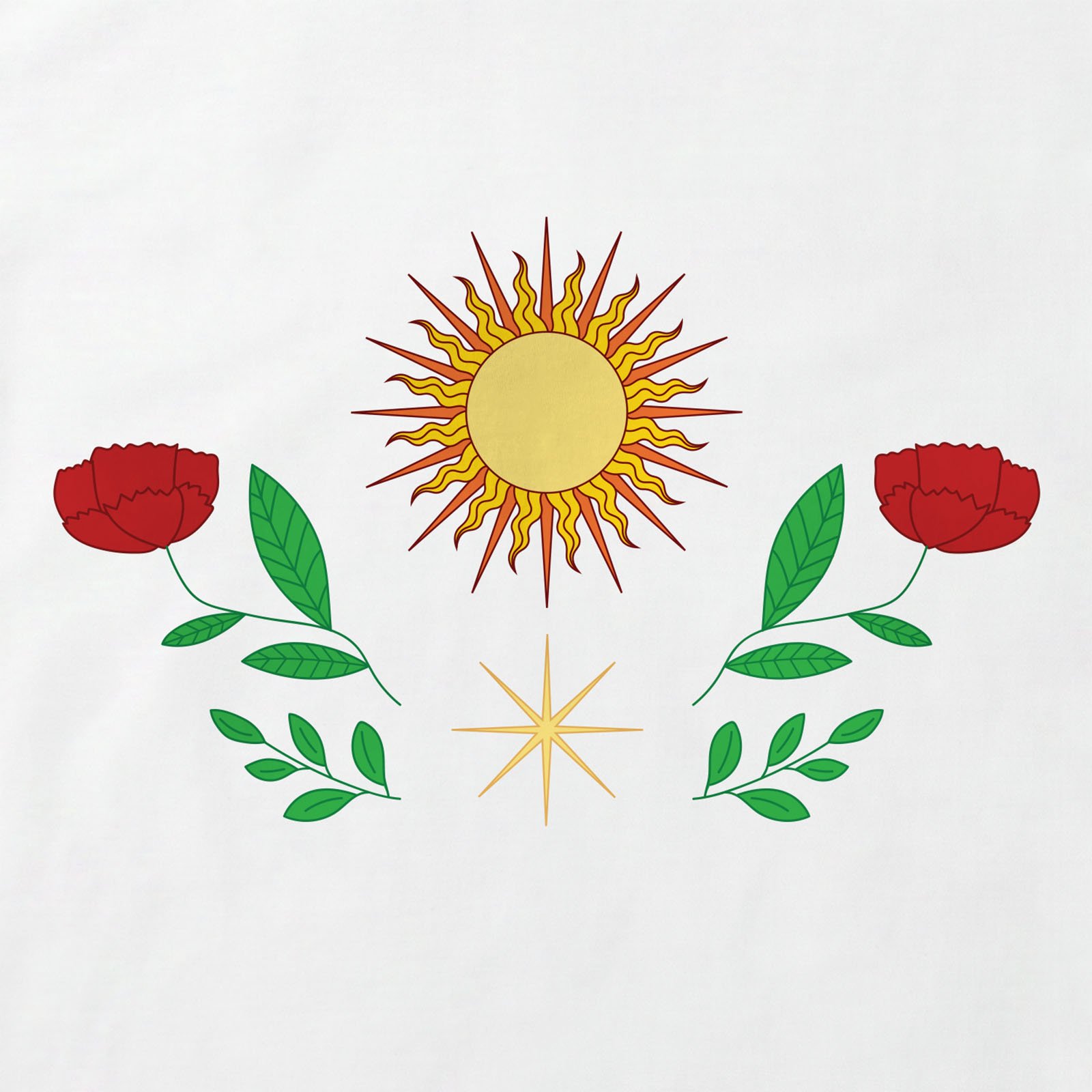 Sun And Plants T-Shirt print detail in White