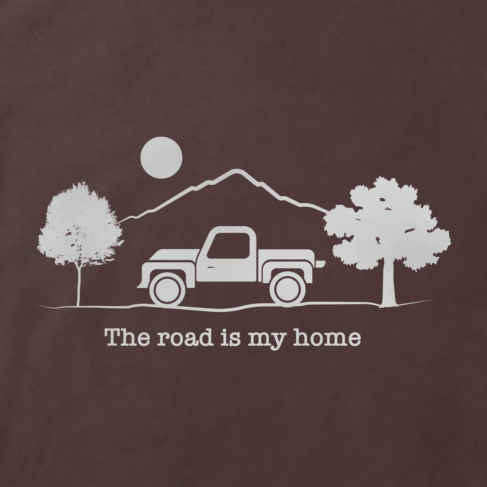 The Road Is My Home T-Shirt print detail in Dark Chocolate