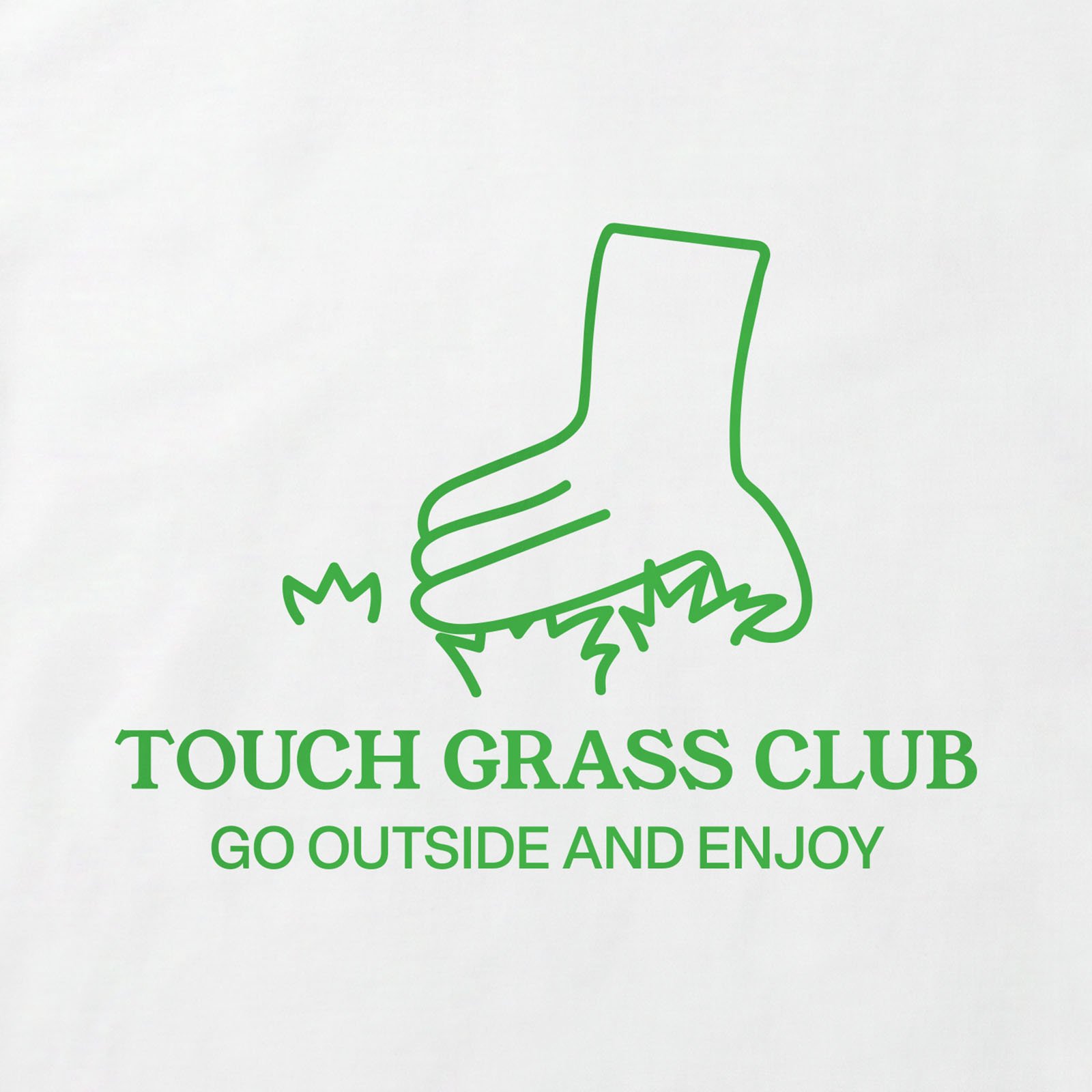 Touch Grass Club T-Shirt print detail in White