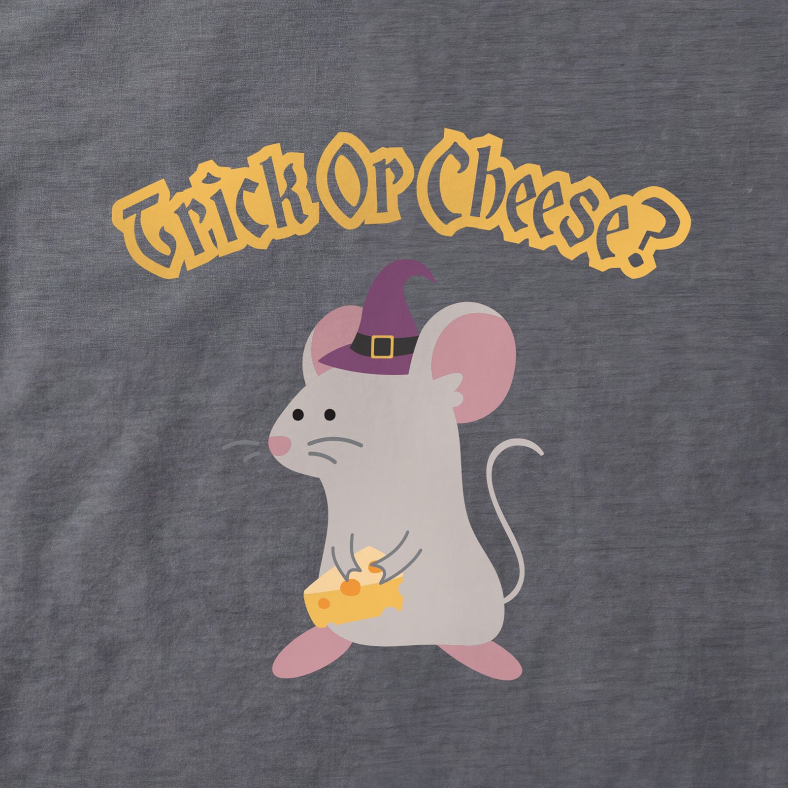 Trick Or Cheese Mouse T-Shirt print detail in Charcoal