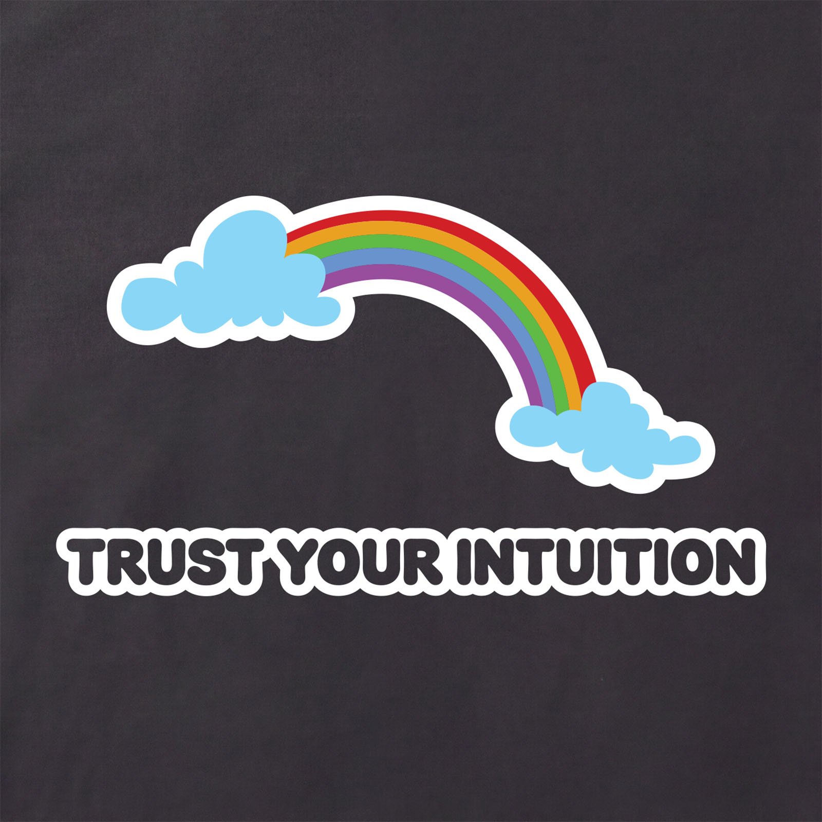 Trust Your Intuition Rainbow T-Shirt print detail in Black