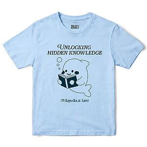 Unlocking Hidden Knowledge Dolphin T-Shirt in Light Blue