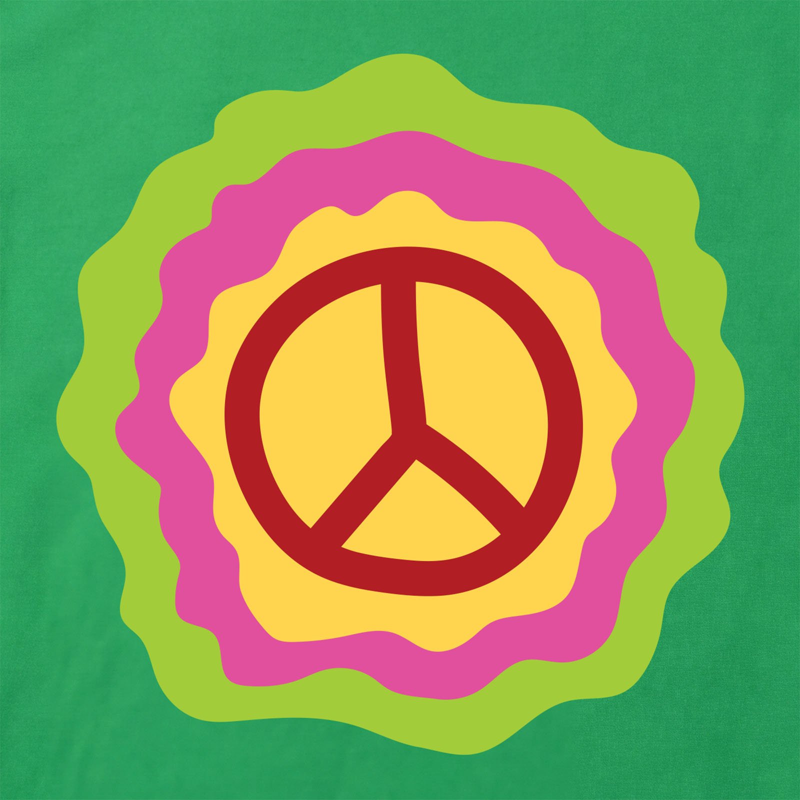 Wavy Peace Sign T-Shirt print detail in Irish Green