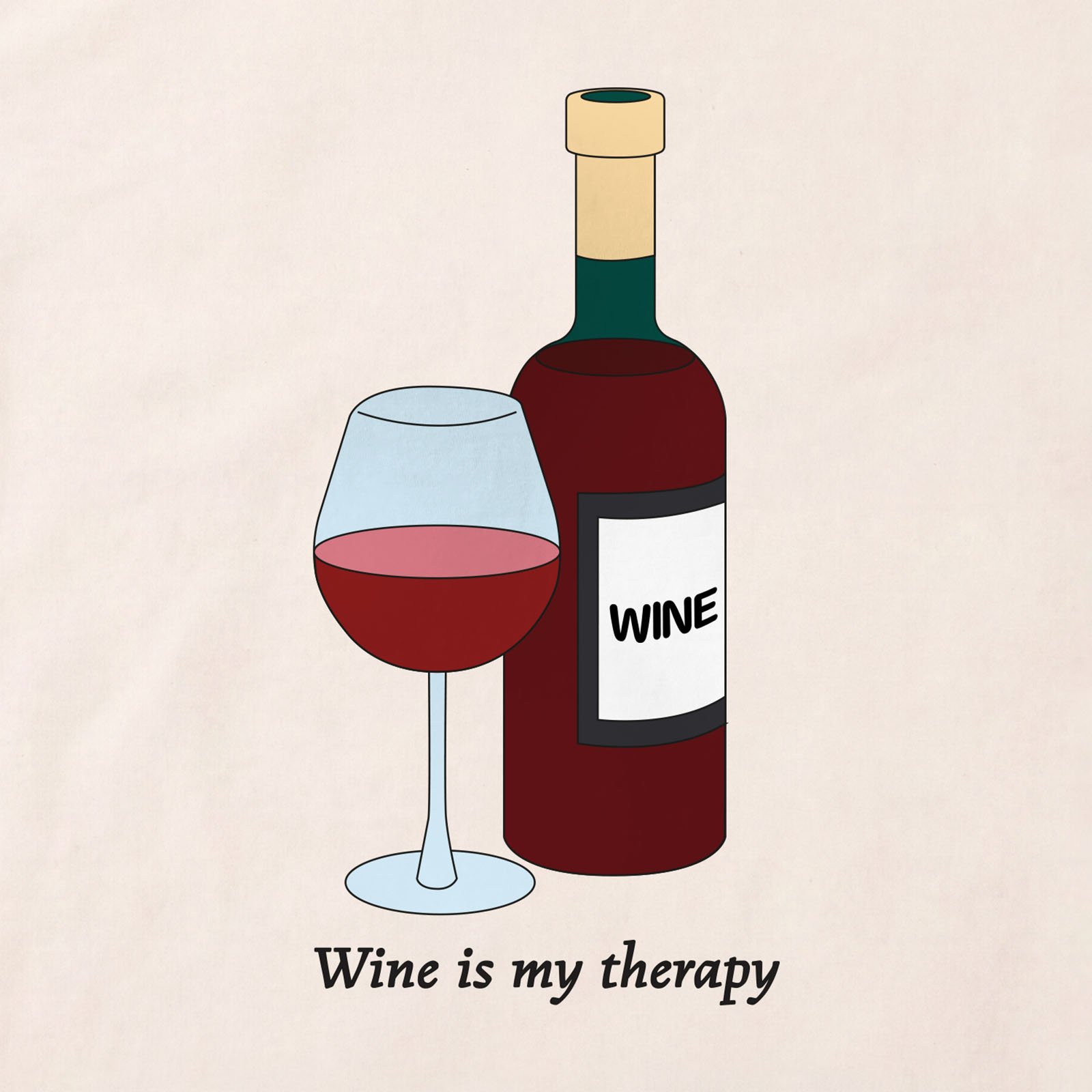 Wine Is My Therapy T-Shirt print detail in Natural