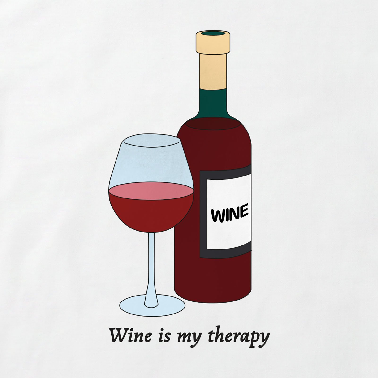 Wine Is My Therapy T-Shirt print detail in White