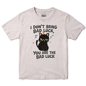 You Are The Bad Luck Black Cat T-Shirt in Ice Grey